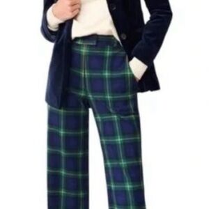 Plaid Green and Blue Women's Trousers